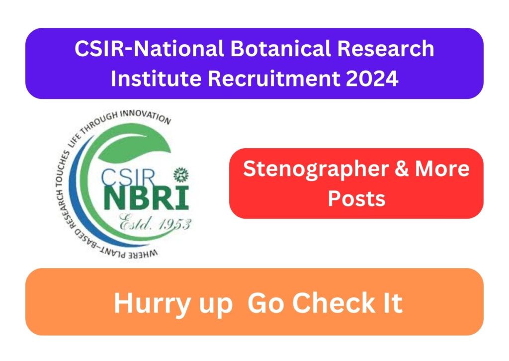 CSIR-National Botanical Research Institute Recruitment 2024